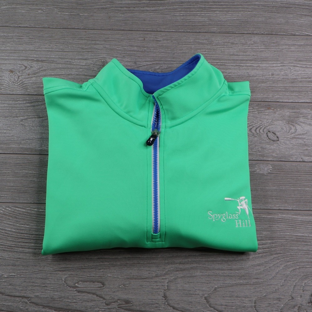 F&G Tech Spyglass Hill Golf Pullover Men's XL Green Quarter Zip Stretch